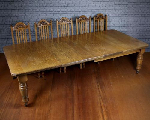 12 Seater Extending Oak Dining Table C.1890.