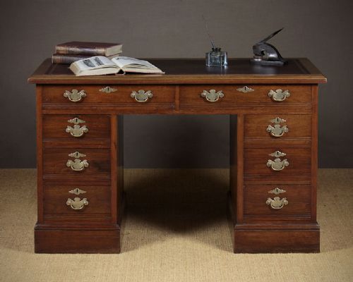 Edwardian Walnut Kneehole Writing Desk C.1905.