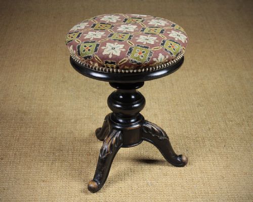 Ebonised Adjustable Dressing Stool C.1880.
