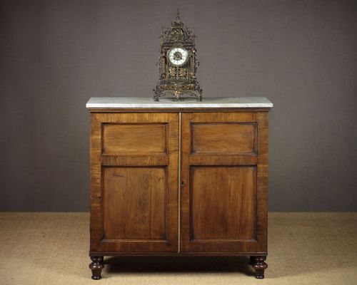 Marble Top Yew Wood Side Cabinet C.1830.