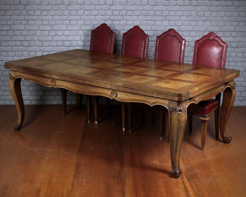 French Extending Parquetry Top Dining Table C.1920.
