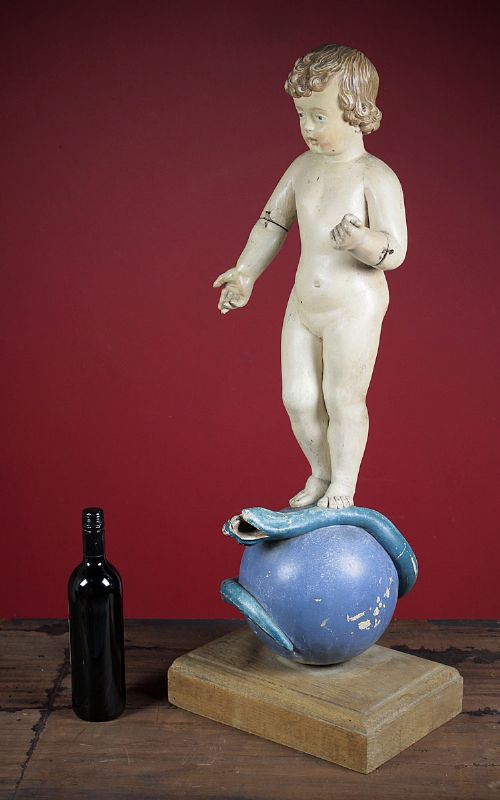 Large Statue of the Infant Christ with Globe & Serpent C.1880.