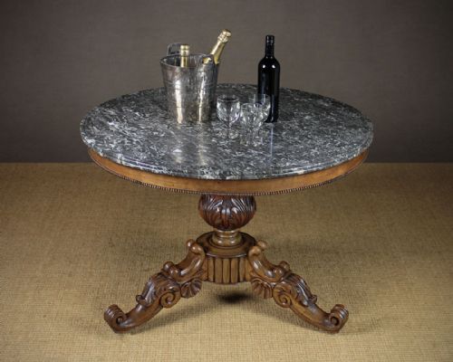 Mid 19th.c. French Marble Top Walnut Centre Table or Gueridon C.1830.