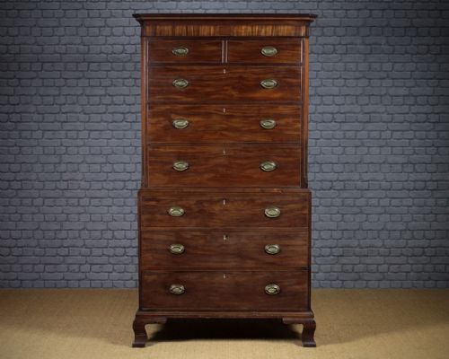 Unrestored Georgian Mahogany Chest on Chest C.1800.