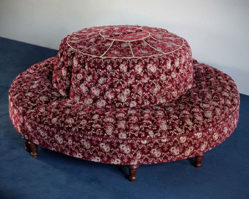 Pair of Large Demi Lune Couches or Conversation Seat.