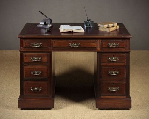 Edwardian Walnut Pedestal Desk C.1905.