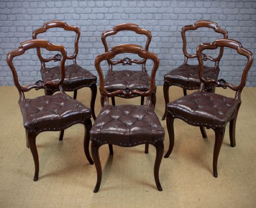 Set of Six Buttoned Leather Dining Chairs C.1880.