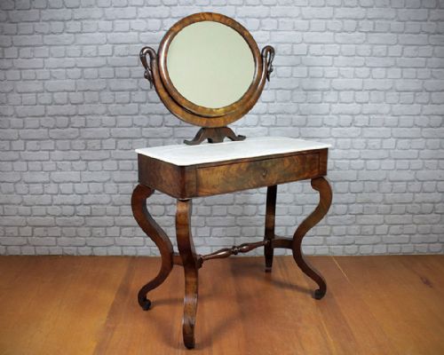 19th.c. Mahogany & Marble Ladies Biedermeier Night Table C.1830.