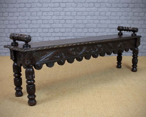 Carved Oak Window Seat C.1890