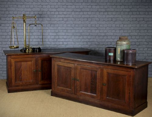 Pair of Oak Shop or Kitchen Cupboards C.1890.