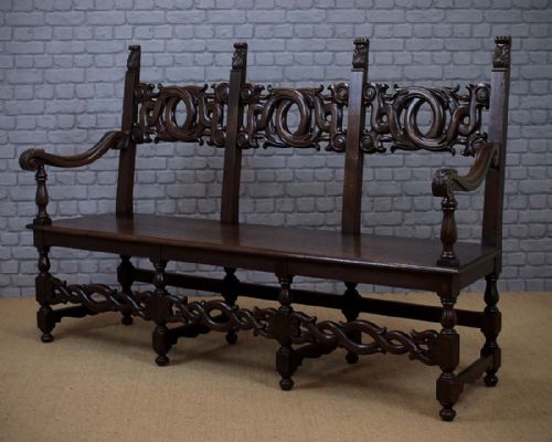 Carolean Style Oak Bench C.1890