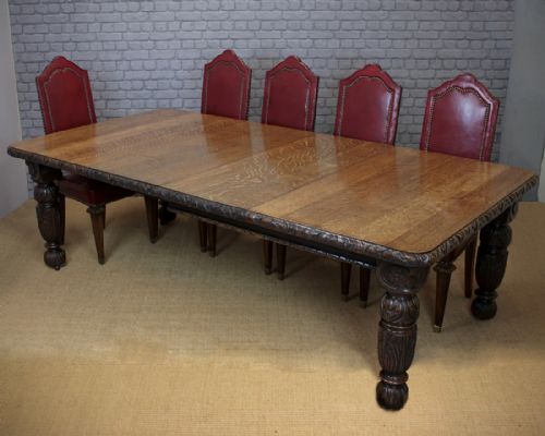 10 Seater Extending Oak Dining Table C.1880.