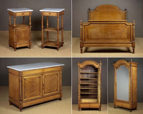 Late 19th.c. Satin Birch Bedroom Suite by Krieger of Paris.