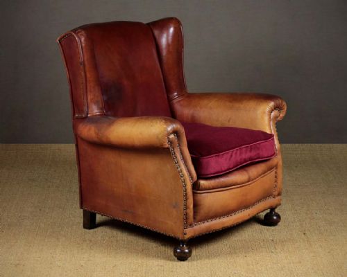 Red Leather Armchair C.1910.