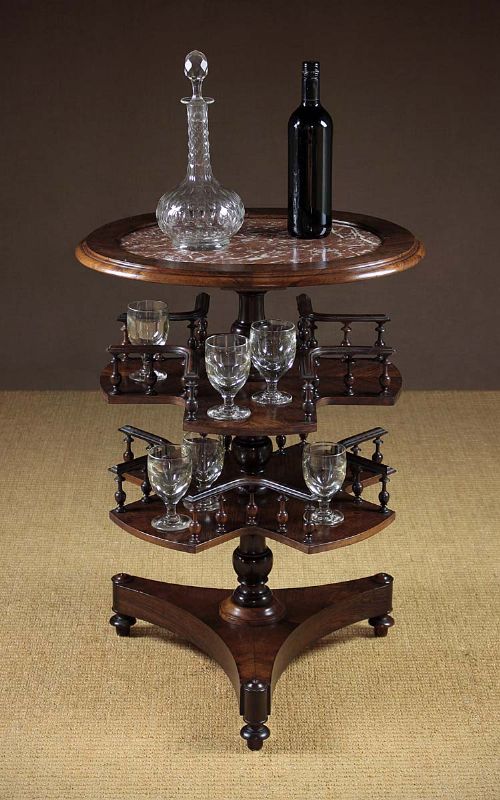 Rosewood Marble Top Drinks Table C.1870.
