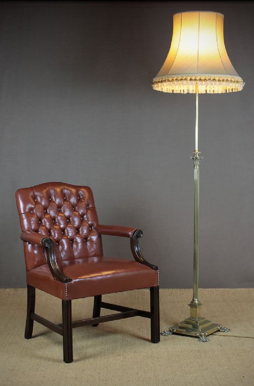 Adjustable Brass Column Standard Lamp C.1900.