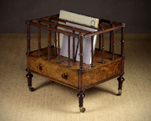 Burr Walnut Canterbury or Magazine Tidy C.1860.
