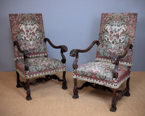 Pair Large French Open Armchairs C.1900
