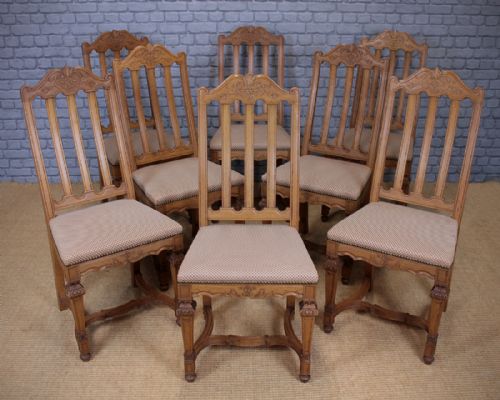 Eight Edwardian Era Oak Dining Chairs C.1910.