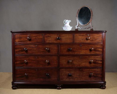 19th.c. Mahogany Double Width Chest of Drawers C.1860.