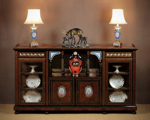 Ebonised Sideboard with Sevres Panels C.1860.
