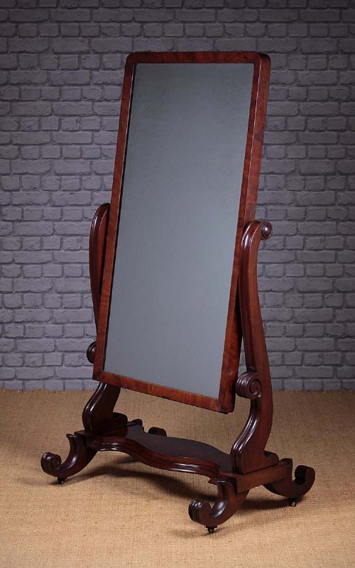 19th.c. Mahogany Cheval or Dressing Mirror C.1860