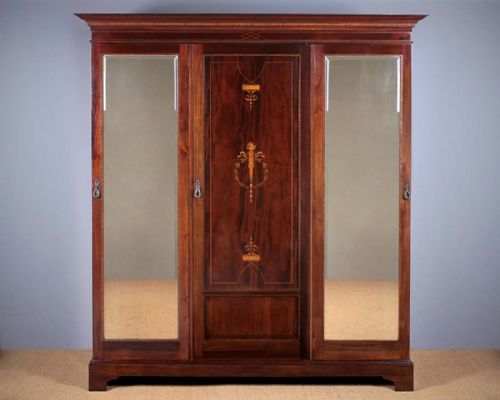 Edwardian Inlaid Mahogany Combination Wardrobe & Press C.1905.