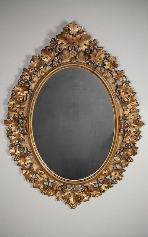English Carved & Gilded Wall Mirror C.1890.