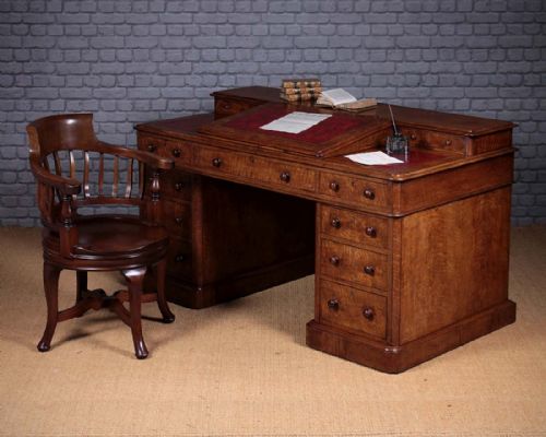 Large Oak Pedestal Desk C.1870.