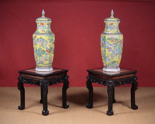 Pair Late 19th.c. Chinese Urn Stands C.1895.