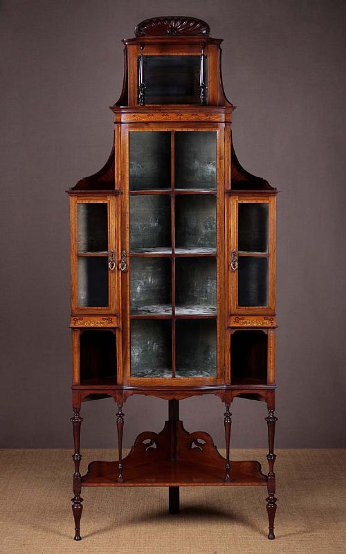 Edwardian Mahogany Corner Display Cabinet C.1905