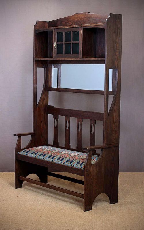 Arts & Crafts Oak Hall Seat C.1895