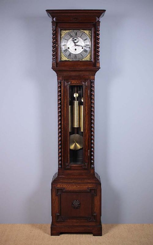 Chiming Oak Longcase Clock C.1920.