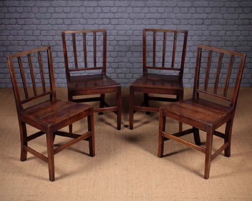 Four 19th.c. Welsh Oak Cottage Dining Chairs C.1830