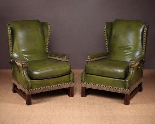 Pair of Reclining Leather Armchairs C.1920.