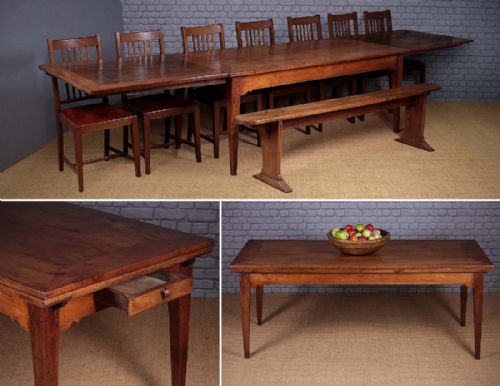 Extending Cherrywood Farmhouse Kitchen Dining Table C.1850.