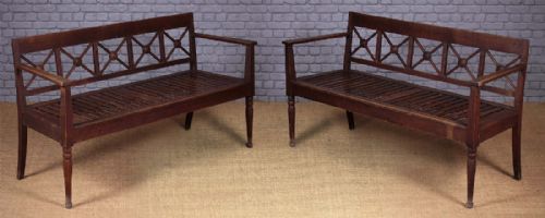Pair Regency Style Oak Benches C.1930