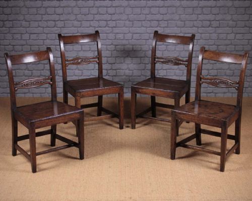 Set of Four Welsh Oak Cottage Dining Chairs C.1830