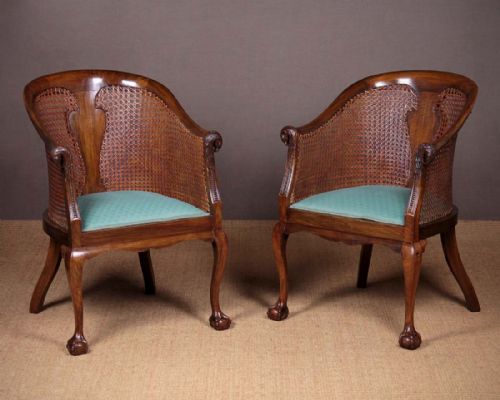 Pair of Bergere Armchairs with Eagle Head Carvings. C.1930.