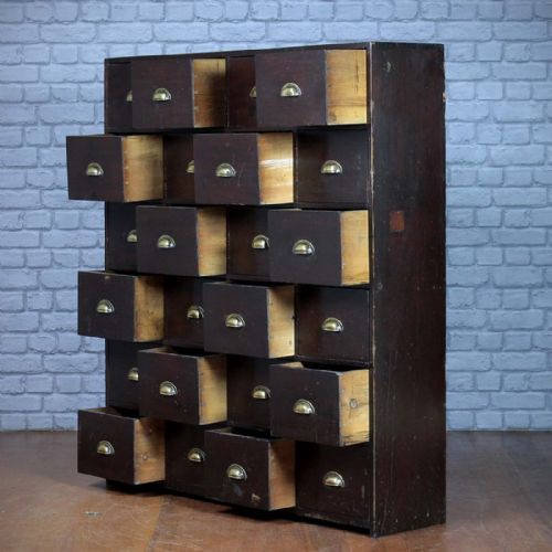 Bank of 24 Edwardian Shop Drawers C.1910