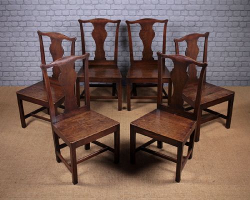 Set of Six Georgian Country Chippendale Dining Chairs C.1810.