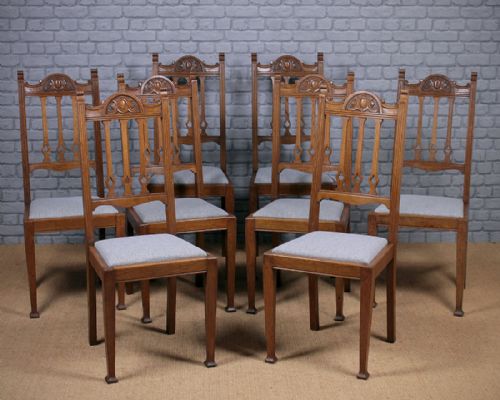 Set of 8 Edwardian Oak Dining Chairs C.1905.
