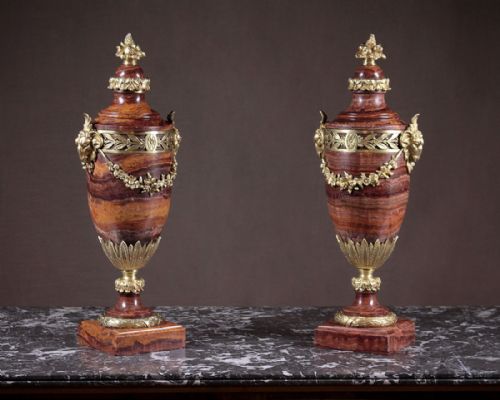 Pair Large 19th.c. Marble & Ormolu Garnitures C.1880