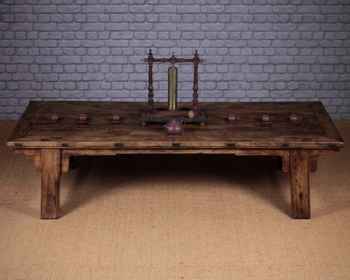 Large Antique Chinese Elm Coffee Table.