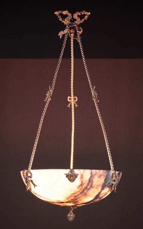 Edwardian Alabaster Hanging Light C.1910