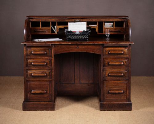 Edwardian Low Back Roll Top Desk C.1910.