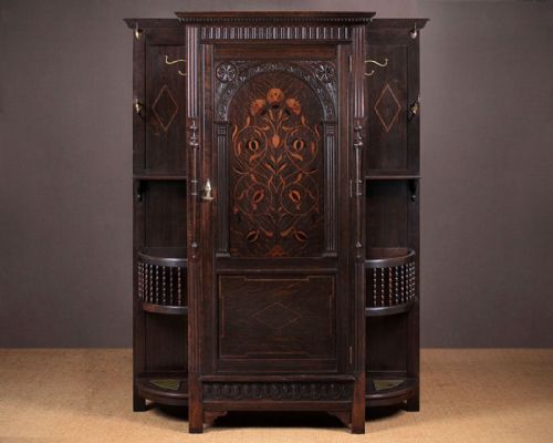 English Wardrobe & Hall Stand by Shapland & Petter C.1905.