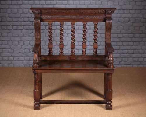 Late 19th.c. Renaissance Revival Carved Oak Hall Seat
