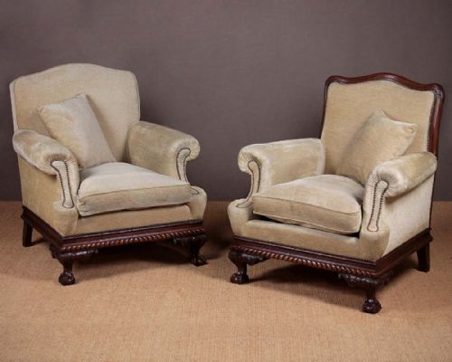 Pair of Low Back Easy Armchairs C.1920.