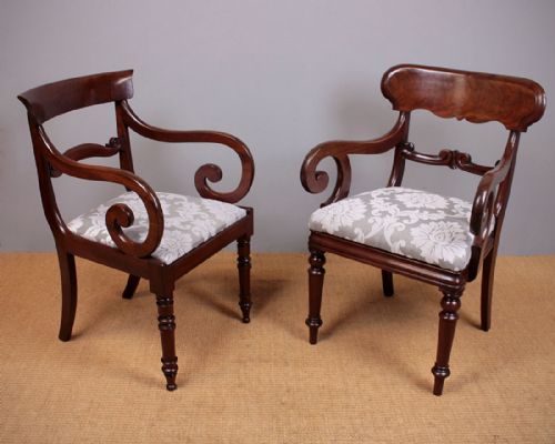 Two William IV Scroll Arm Desk Chairs C.1830.